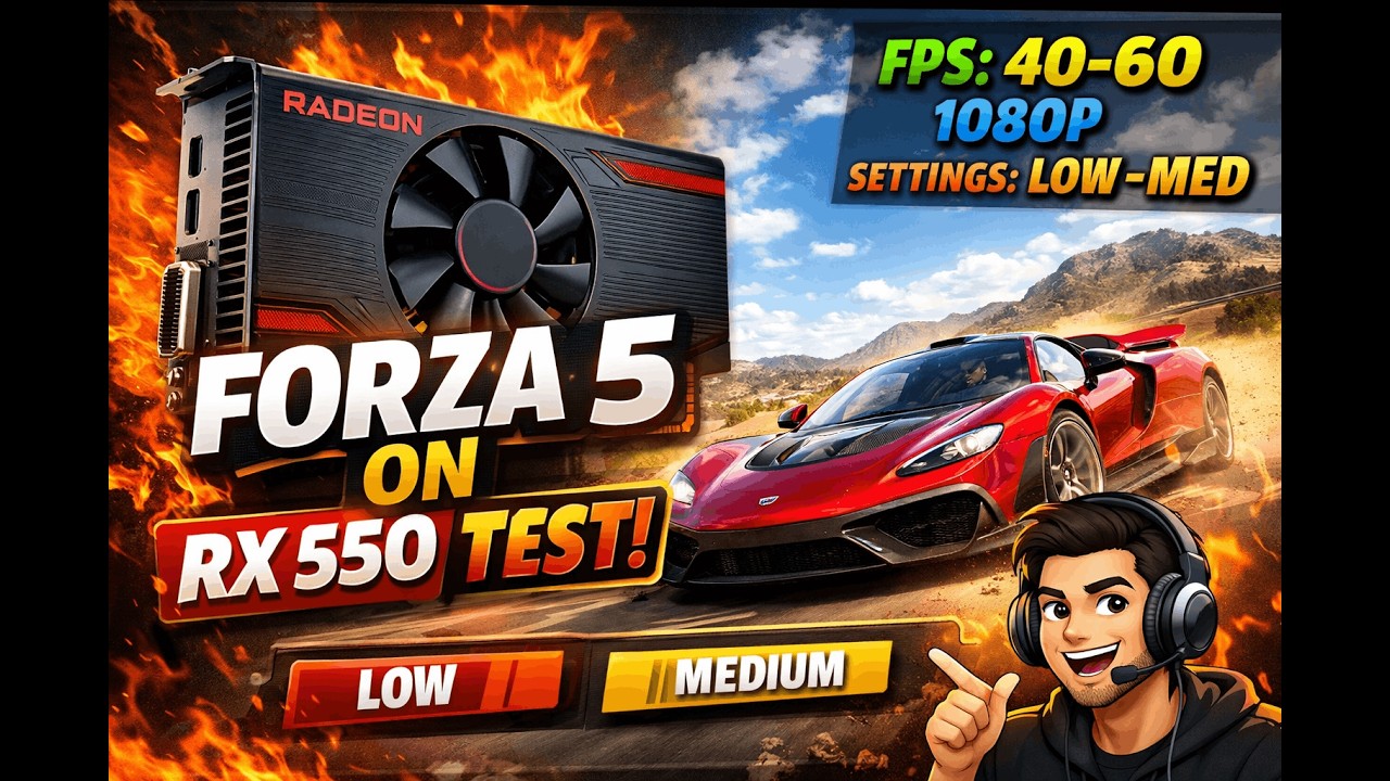 🔥 Forza Horizon 5 on RX 550 4GB | 1080p Low/Medium Settings FPS Test (2026)