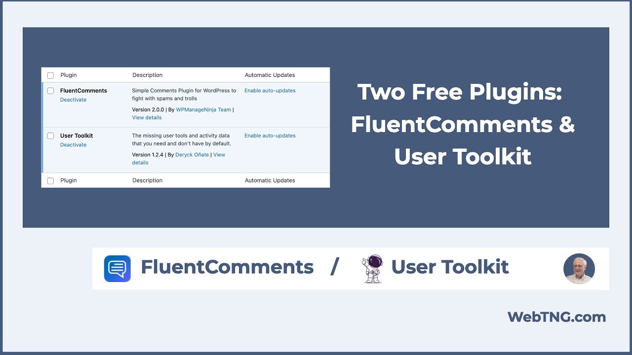 Two Free WordPress Plugins:  FluentComments & User Toolkit