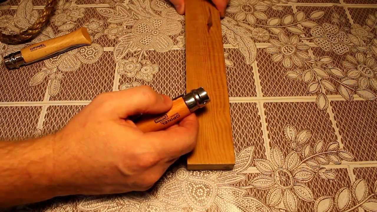 Opinel № 9 CARBON vs INOX тест на 12 мм канате.