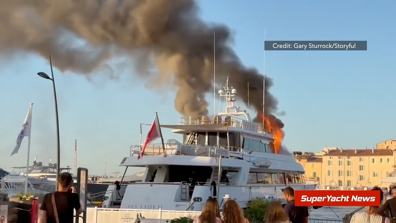 Salvage of Sea Lady II Yacht in St Tropez After Fire | SY Clips