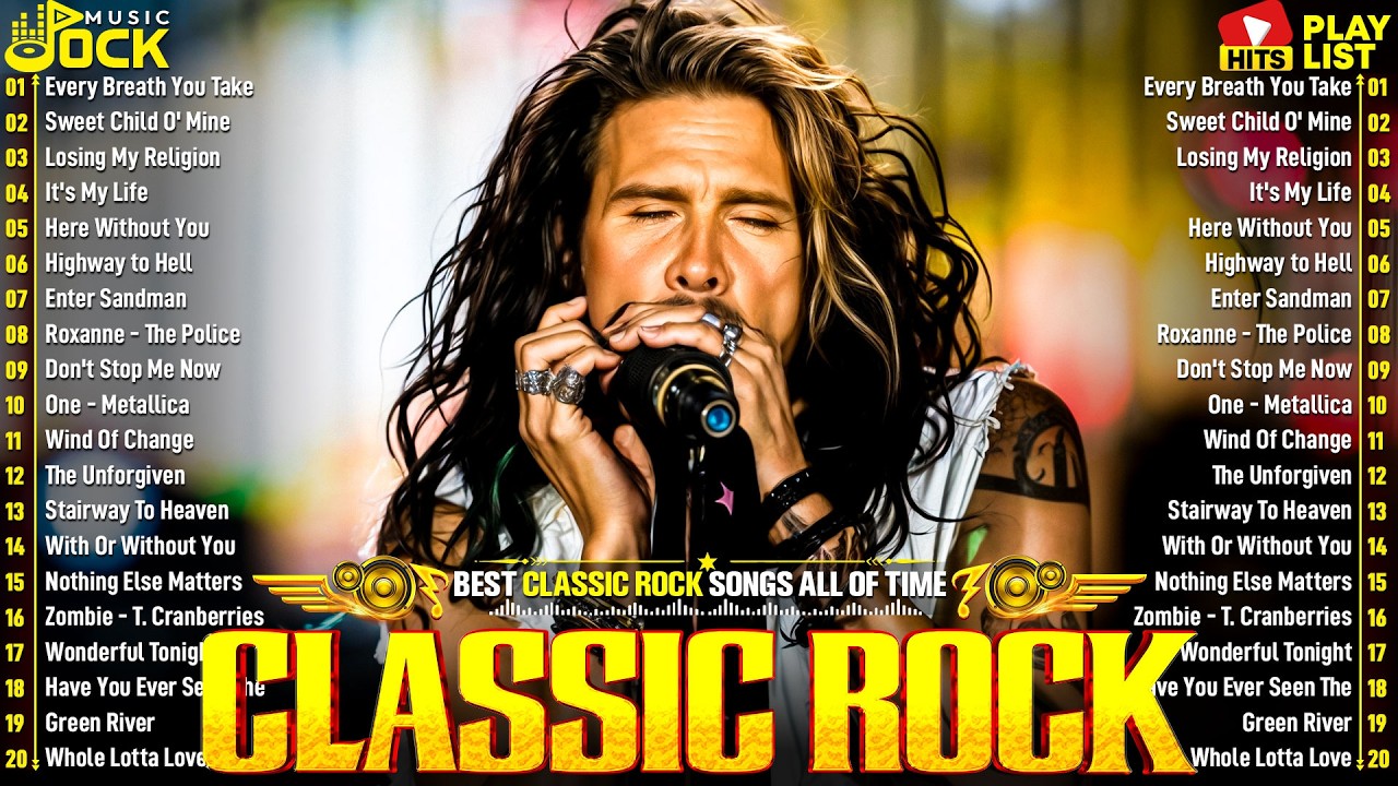 Best Classic Rock Songs 70s 80s 90s ⚡ Aerosmith, Bon Jovi, Queen, Guns N' Roses, Metallica, Queen