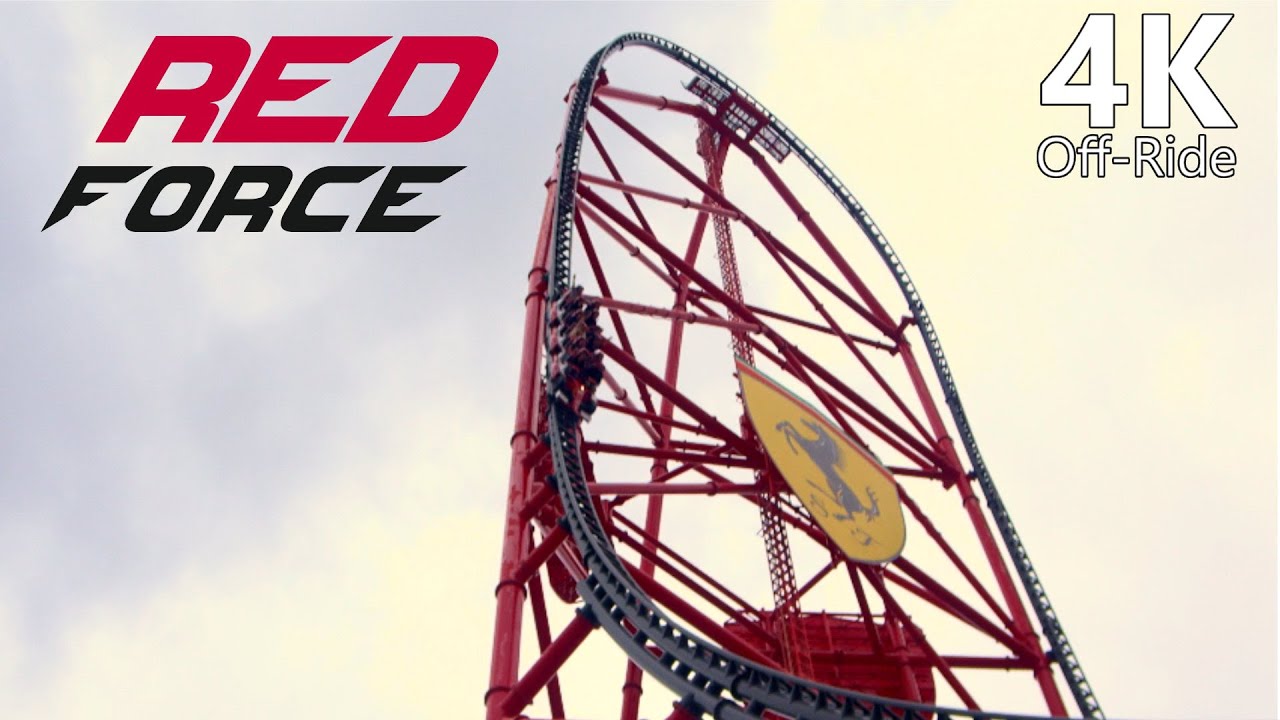 Red Force - 4K Off-Ride - Ferrari Land - Portaventura World - Intamin LSM Coaster - Cinematic