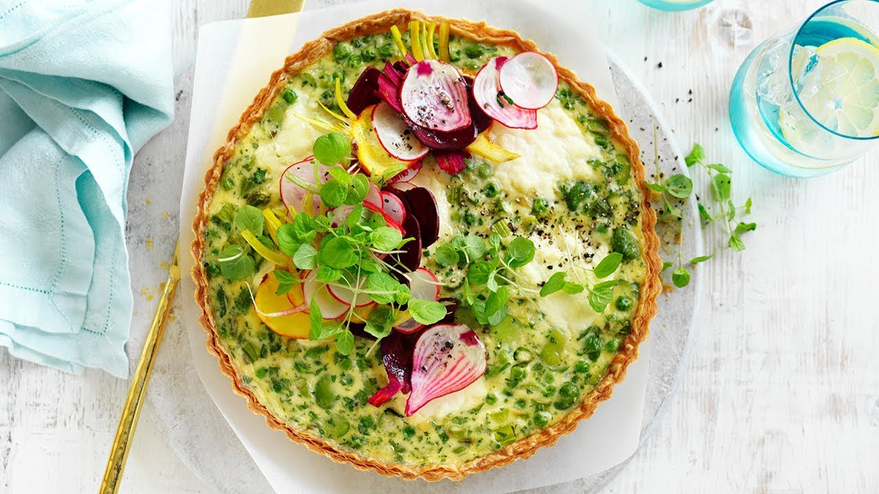 Summer vegetable tart recipe with mixed beet salad