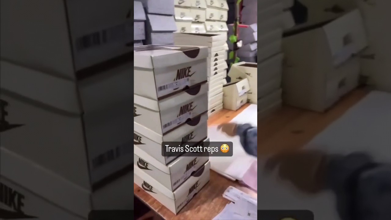 Behind the scenes footage of a factory that makes fake sneakers #reps #fakes #travisscottjordan1