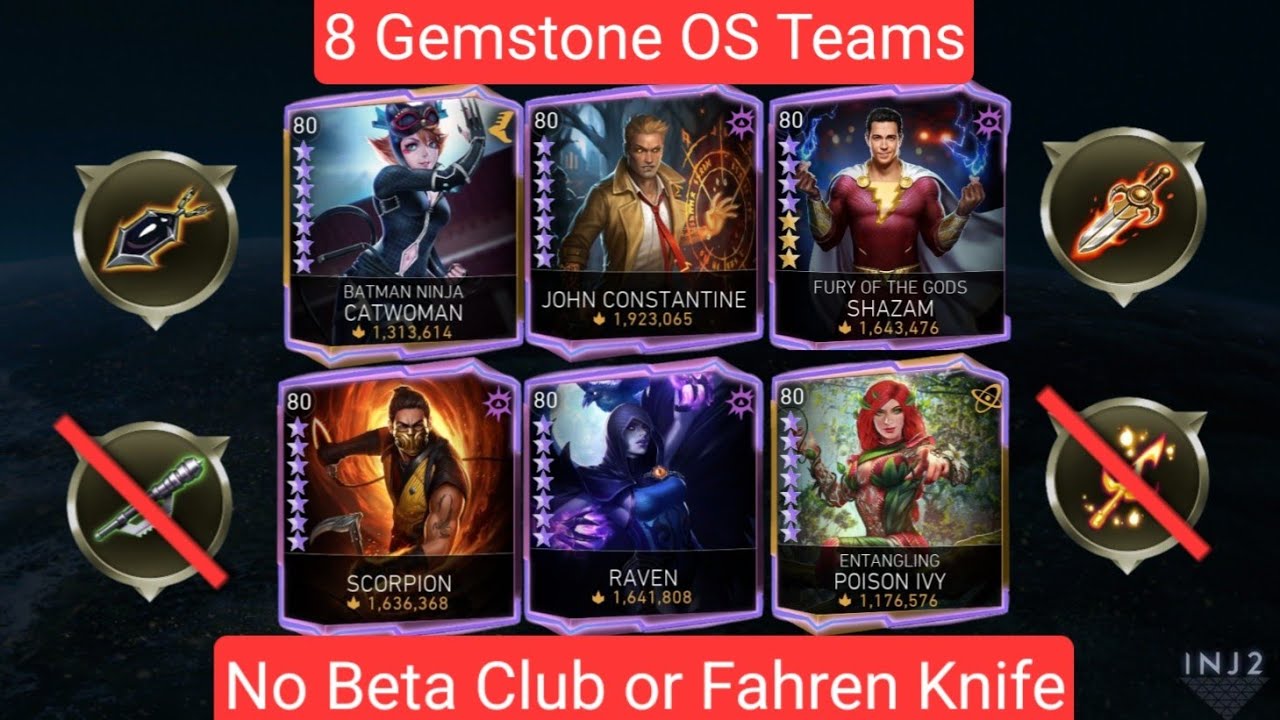 Best 8 OS Teams with Gemstone in Injustice 2 mobile | H7 solo raids