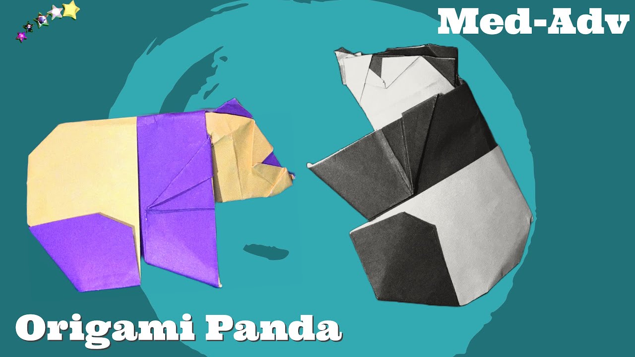 How to make origami Panda the bear paper fold.  Medium-Advanced folding 16-minute crafts tutorial.