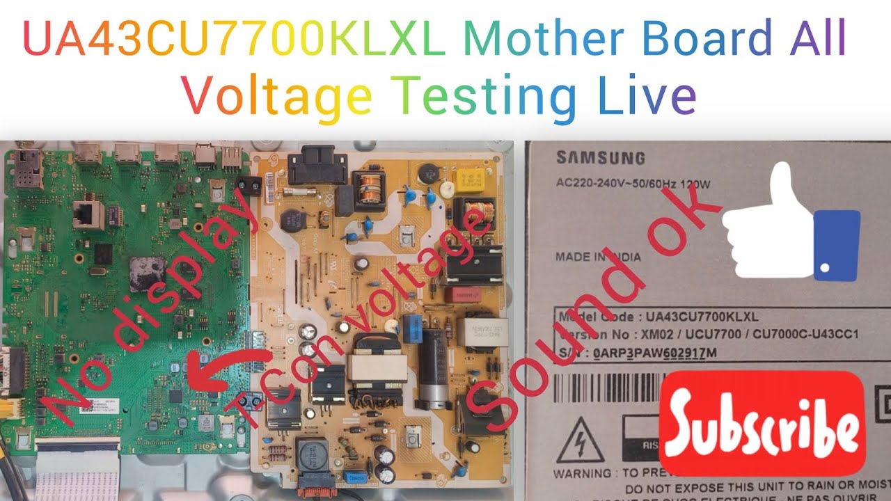 💫Samsung 43 inch no display but sound ok solutions ! Full mother board voltage testing 👍👍