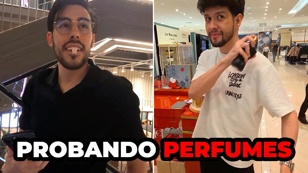 SOYPAN Y MRDIENTUZCA PROBANDOSE PERFUMES (NO COMPRAN NADA)