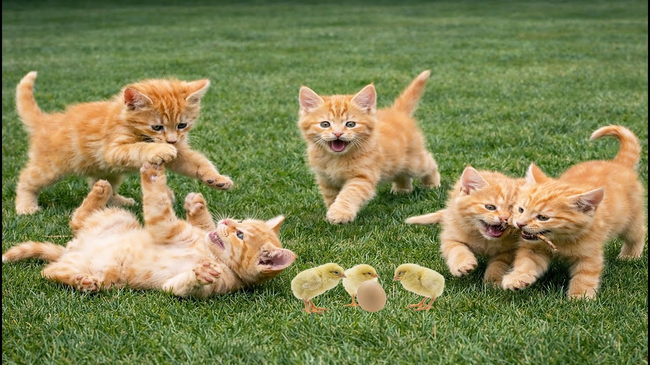🌸🐾 Adorable Kittens Playing on Green Grass | Cute Cat Sounds | Lovely Cat Moments