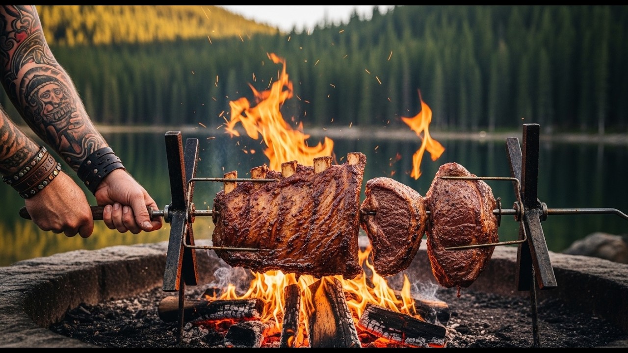 Argentinian Asado ASMR: Slow Fire Cooking in Forest Silence | Cinematic Cooking