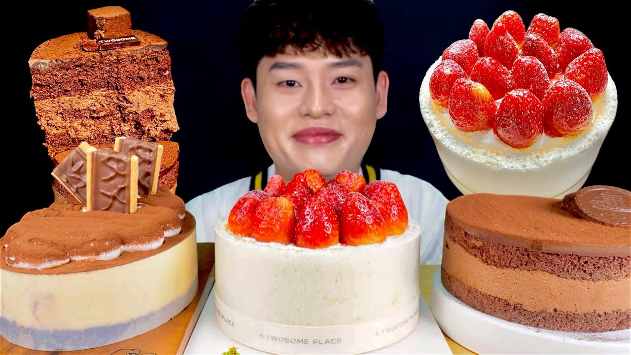 ASMR 투썸 플레이스 화이트 스초생 파베초콜릿케이크 티라미수 케이크 먹방~!! Chocolate Cake White Chocolate Cake Tiramisu MuKBang~!!