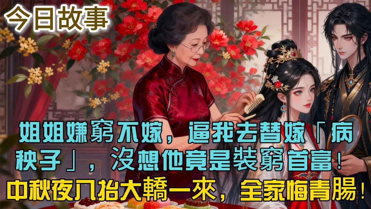 姐姐嫌窮不嫁，逼我去替嫁「病秧子」，沒想他竟是裝窮首富！中秋夜八抬大轎一來，全家悔青腸！#民間故事 #替嫁 #隱形富豪 #錯嫁 #善有善報 #婚姻故事 #聽書 #爽文 #逆襲