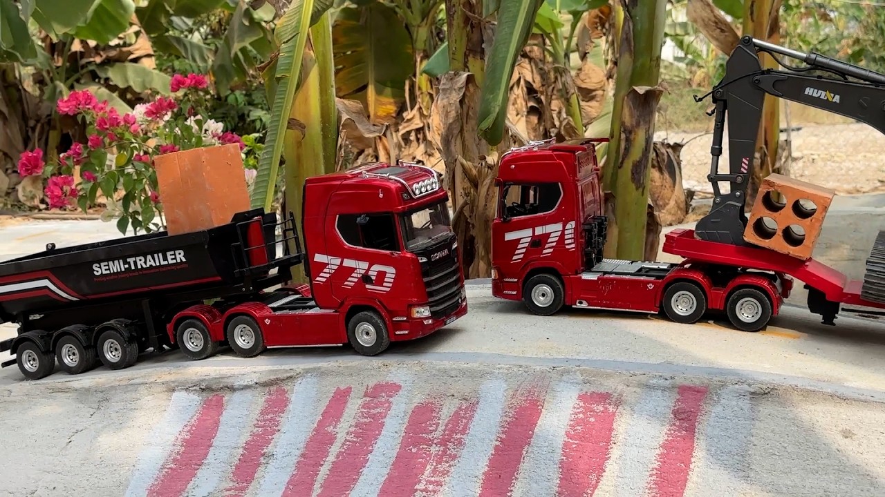 OVERTURNED TRUCK, RC TRUCK  Dump Trailer Scania 770 Action Transportation Dump Truck