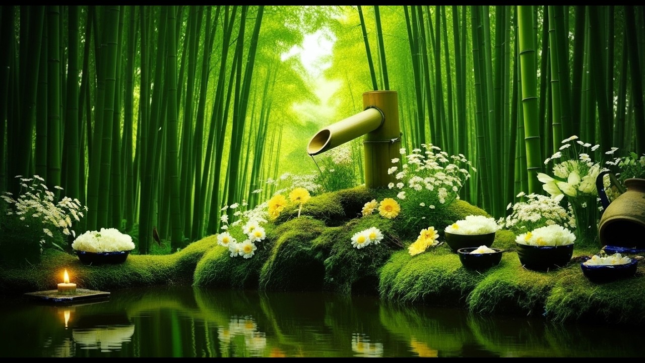 Mind Healing 🌿 Bamboo Water Sounds & Relaxing Music, Anxiety Relief