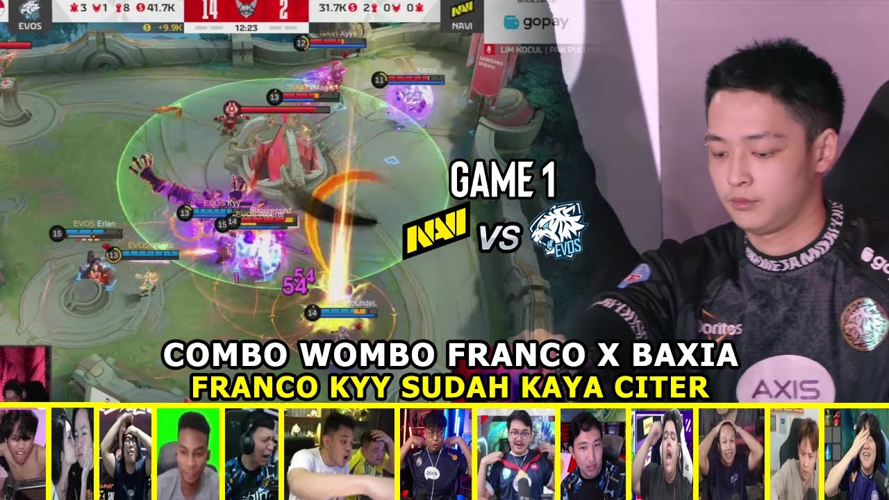 BAXIA ALBERTTT X FRANCO KYY NGERI BANGET REAKSI STREAMER LIAT EVOS VS NAVI GAME 1 REACTION 
