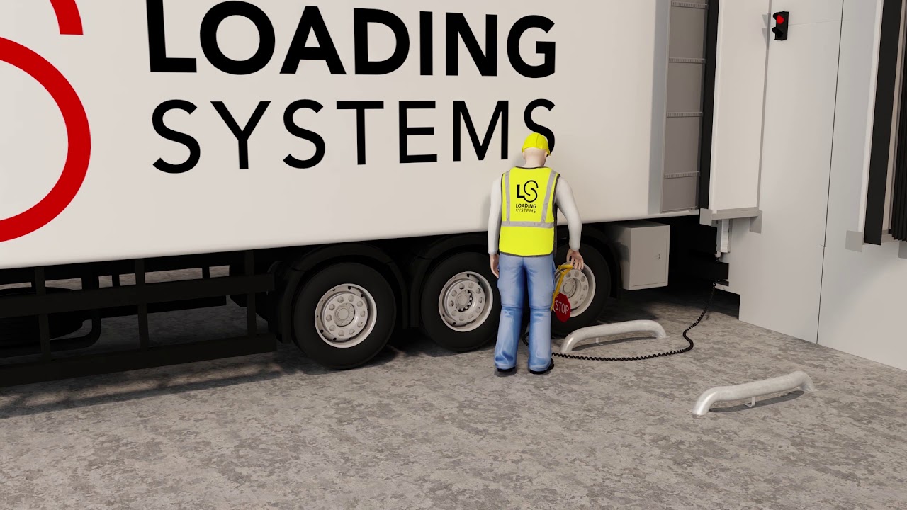 Loading Systems wheel chock with sensor - Product animation