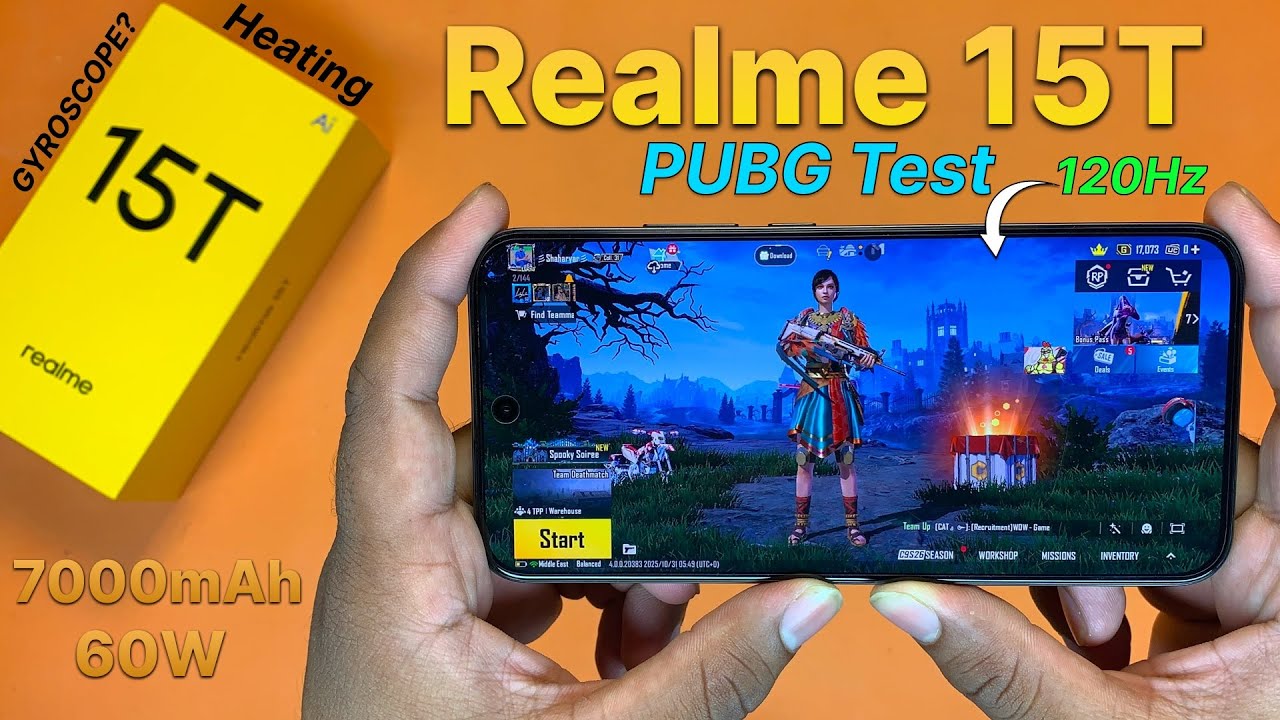 Realme 15T PUBG Test | 120Hz Gaming Test | 7000Mah Battery - 6050mm VC Cooling 