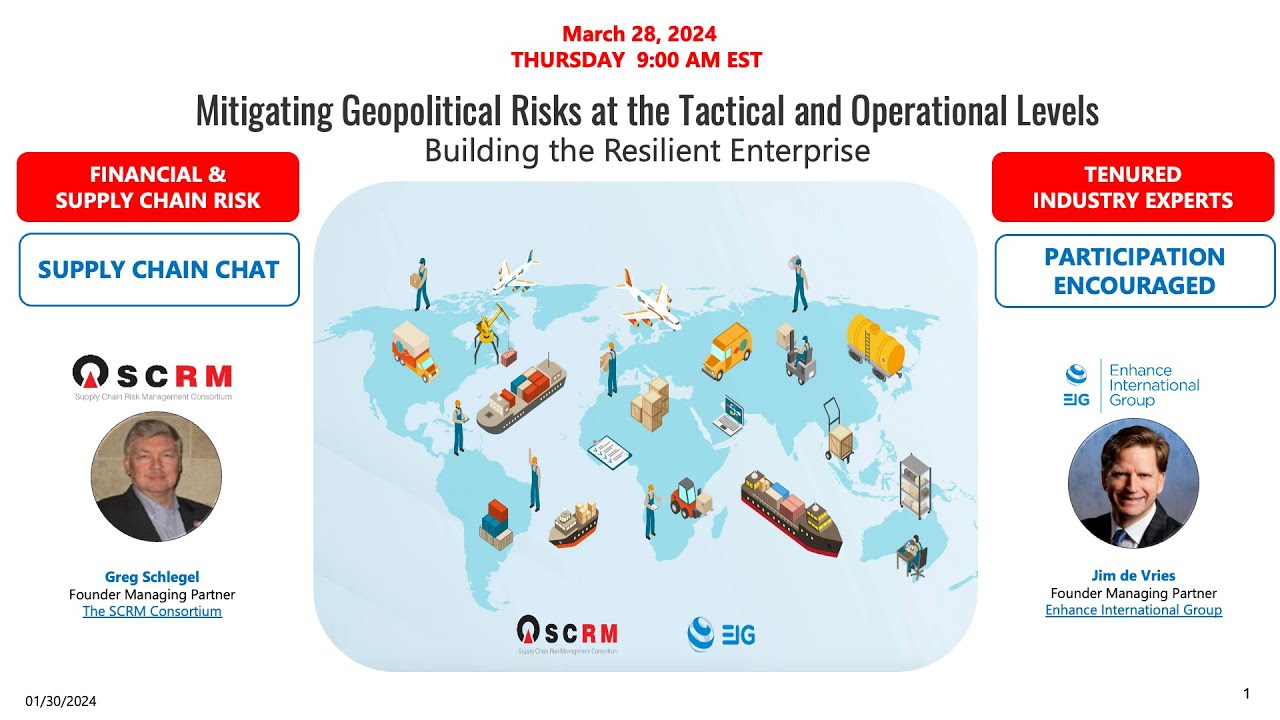 Webinar 3: GEOPOLITICAL Supply Chain RISKS | Strategies to Mitigate Tactical & Operational Impacts