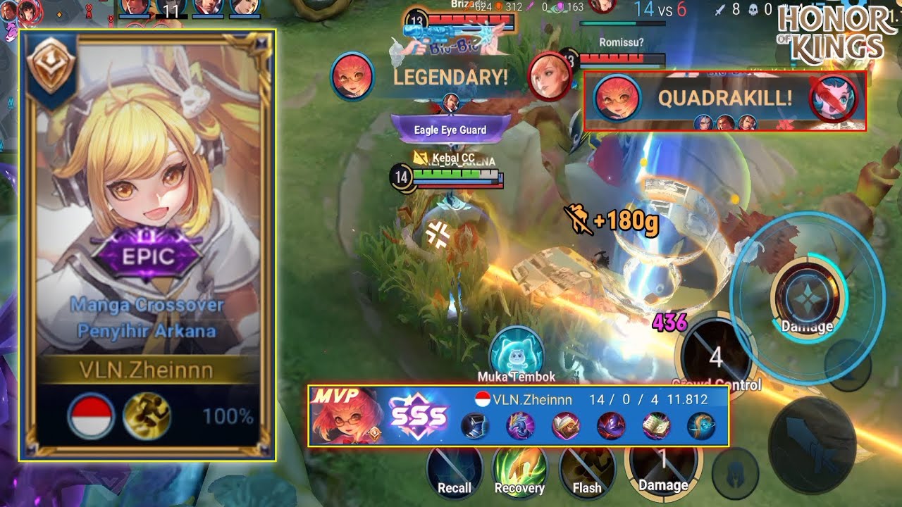 Honor Of Kings (Angela) KIRA-KIRA MODE HBD, TAU-TAU QUADRAKILL 🔥😎