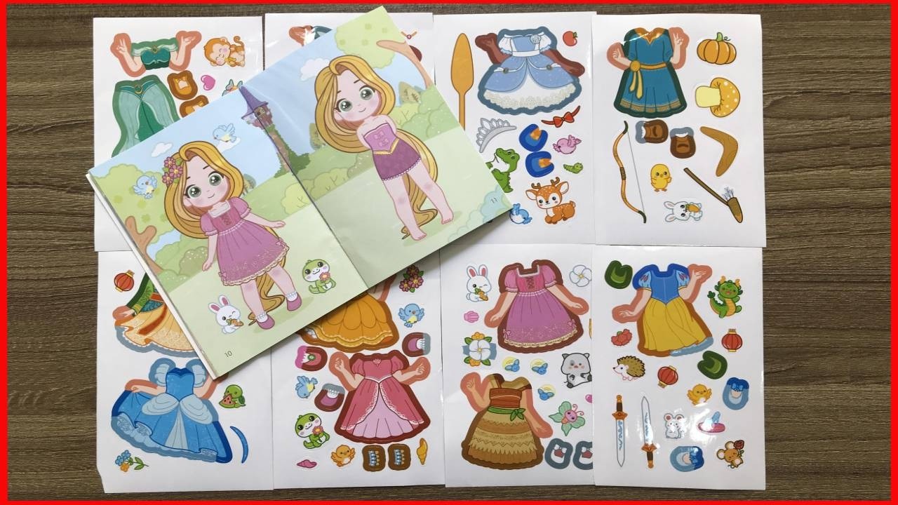 Hình dán thay trang phục công chúa Disney - Disney Princess Sticker Dress-up (Chim Xinh channel)