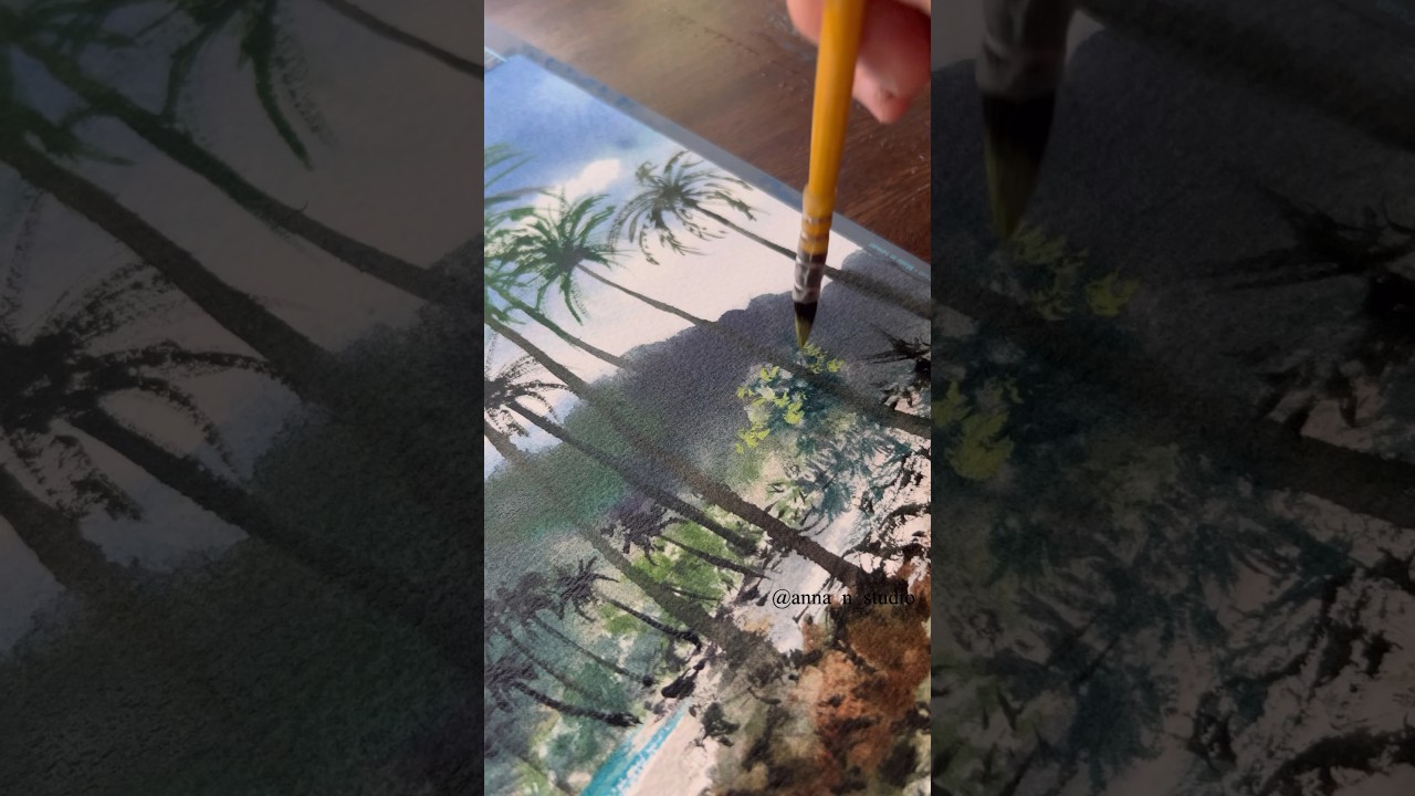 Tropical Beach Watercolor #painting #shorts