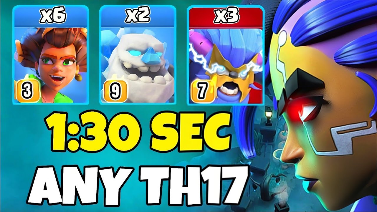 TH17 Root Rider + Super Yeti + Ice Golem Attack Strategy | TH17 Attack Strategies (Clash of Clans)