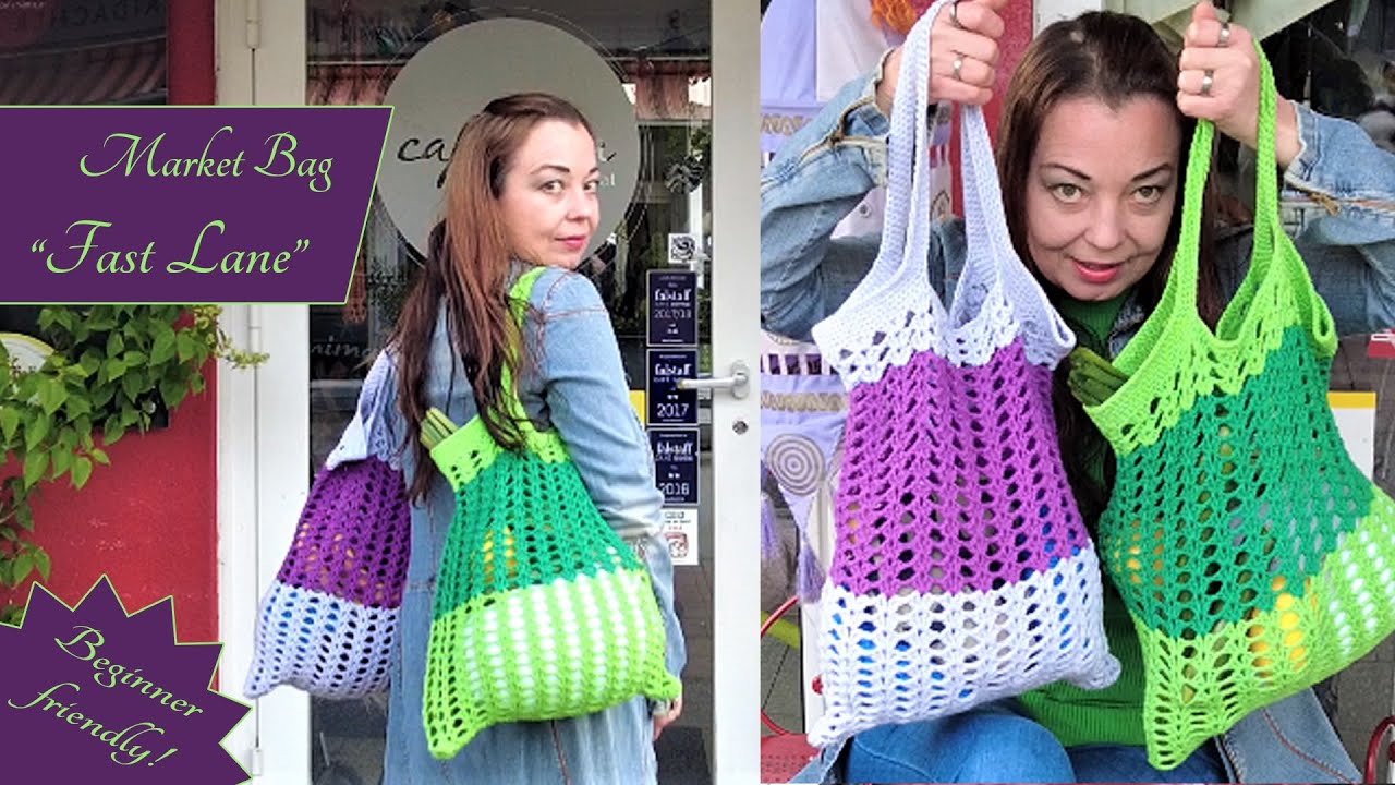 Einkaufstasche, market bag, Einkaufsbeutel häkeln. Easy & beginner freundliches luftiges Bogenmuster