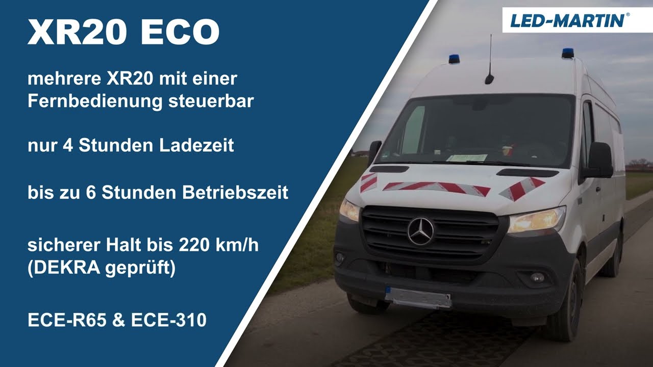 LED-MARTIN® XR20 ECO Rundumleuchte - blau - Magnet - AKKU - 220km/h - mit Fernschalter Fernbedienung