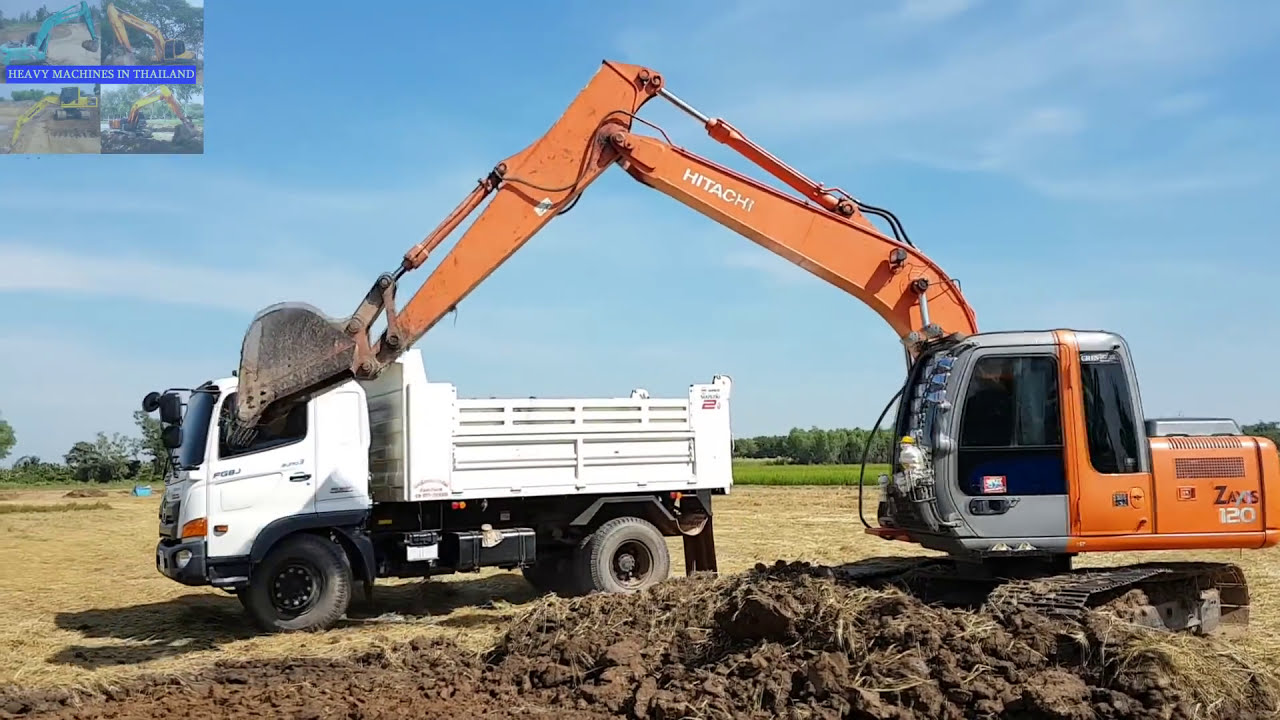 HITACHI ZX120-1ลอกนาเนียนๆ หมดงานนาแล้ว รถขุดรับช่วงต่อ