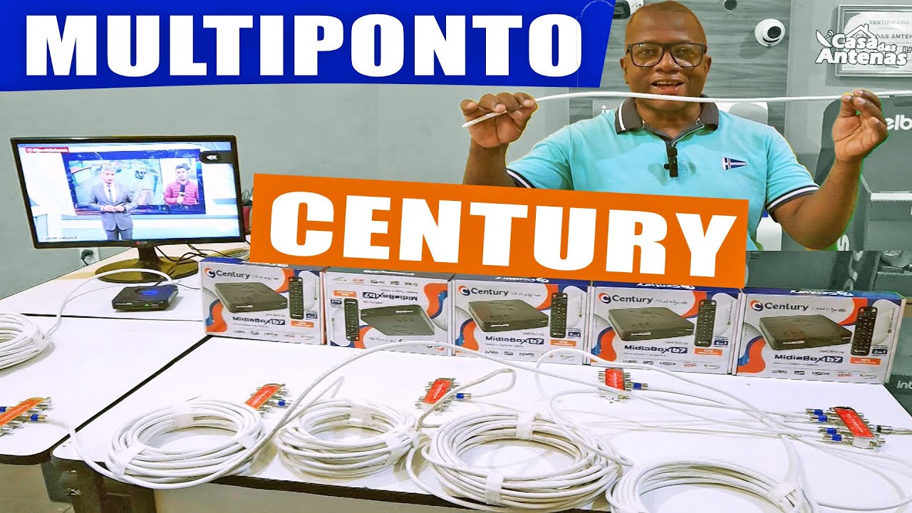 COMO LIGAR VÁRIOS PONTOS CENTURY MIDIABOX B7 EM UM ÚNICO CABO - TV COLETIVA MULTIPONTO KU