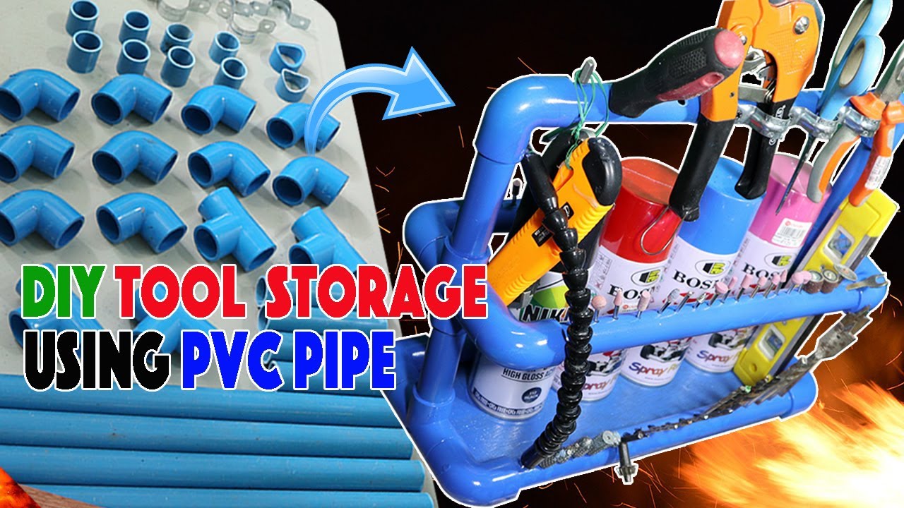 DIY Tool And Tools Accessories Storage Using PVC Pipe