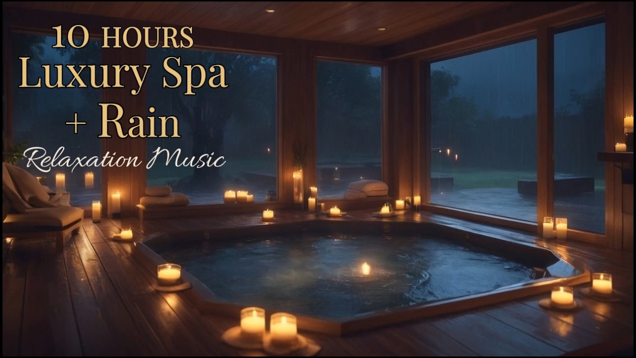 10 Hours Luxury Spa with Gentle Rain 🌧 Relaxing Piano & Night Ambience for Deep Sleep