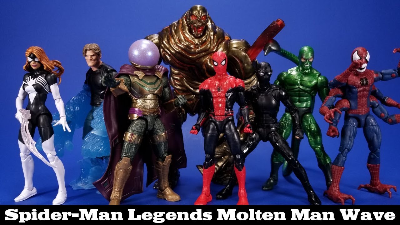 Marvel Legends Человек-паук Вдали от дома Волна Мистерио Женщина-паук Скорпион Гидромен Обзор