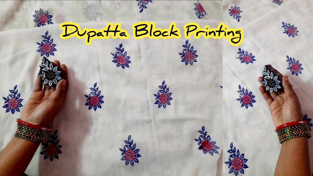 Block Painting on Dupatta | Block Printing on Fabric at Home
