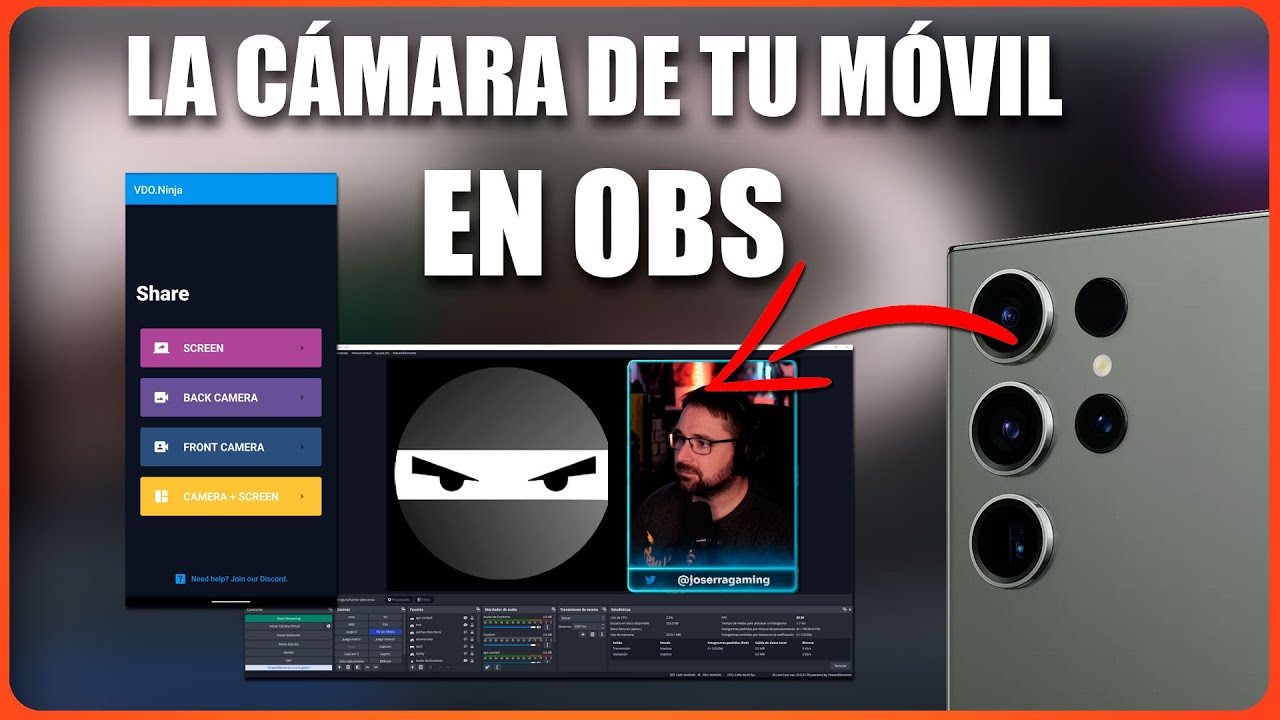 Captura la pantalla o cámara de tu móvil en OBS con VDO Ninja