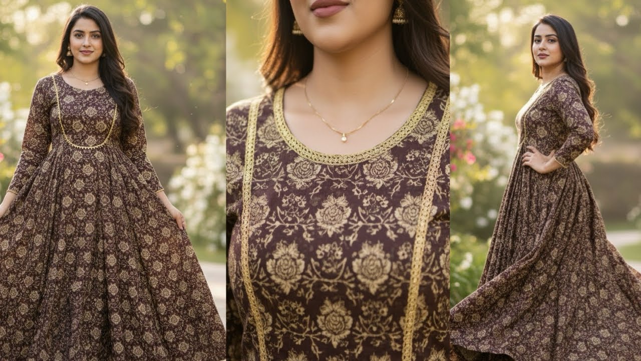 कम कपड़े में ज़्यादा घेर निकालने की शानदार ट्रिक/ 6 panel Kurti cutting and stitching 
