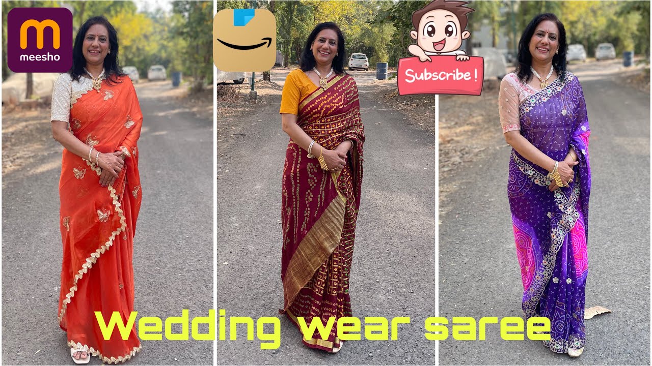 Wedding saree/wedding saree very unique very affordable trendy saree from Amazon &meesho 