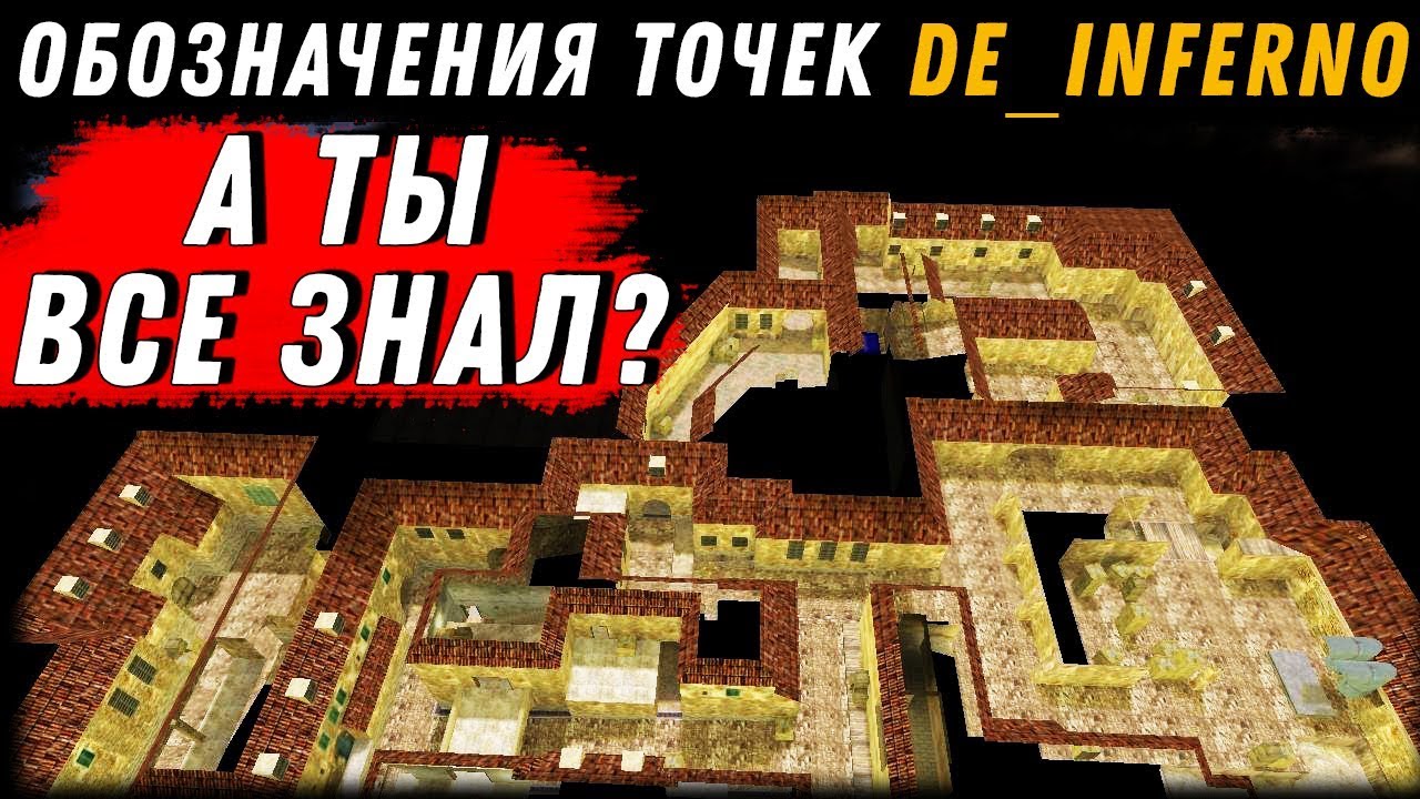 Обозначения точек на карте de_inferno в CS 1.6
