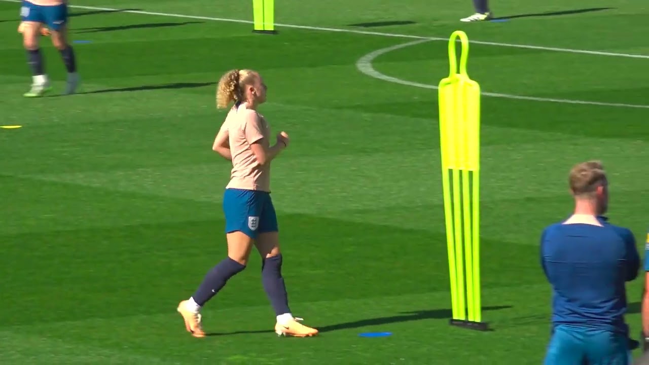 ENGLAND WOMEN TRAINING SESSION: The Lionesses Train Ahead of World Cup Match Against Denmark