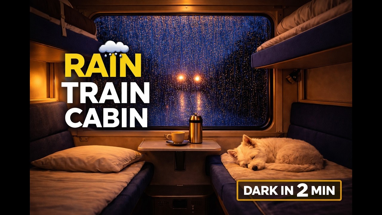 Rain in Night Train Cabin 🚆🌧️ | Cozy Sleeping Compartment (Dark Screen in 2 Min)