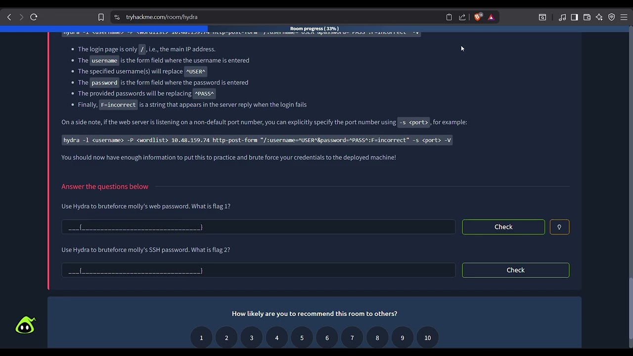 How to brute-force passwords using Hydra.