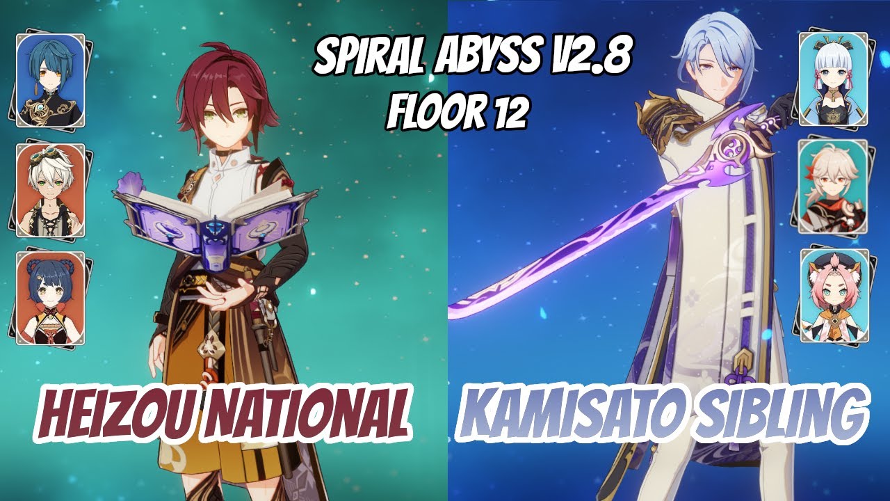 Full EM Heizou National & Kamisato Siblings Abyss v2.8 Floor 12 (9 Stars) | Genshin Impact