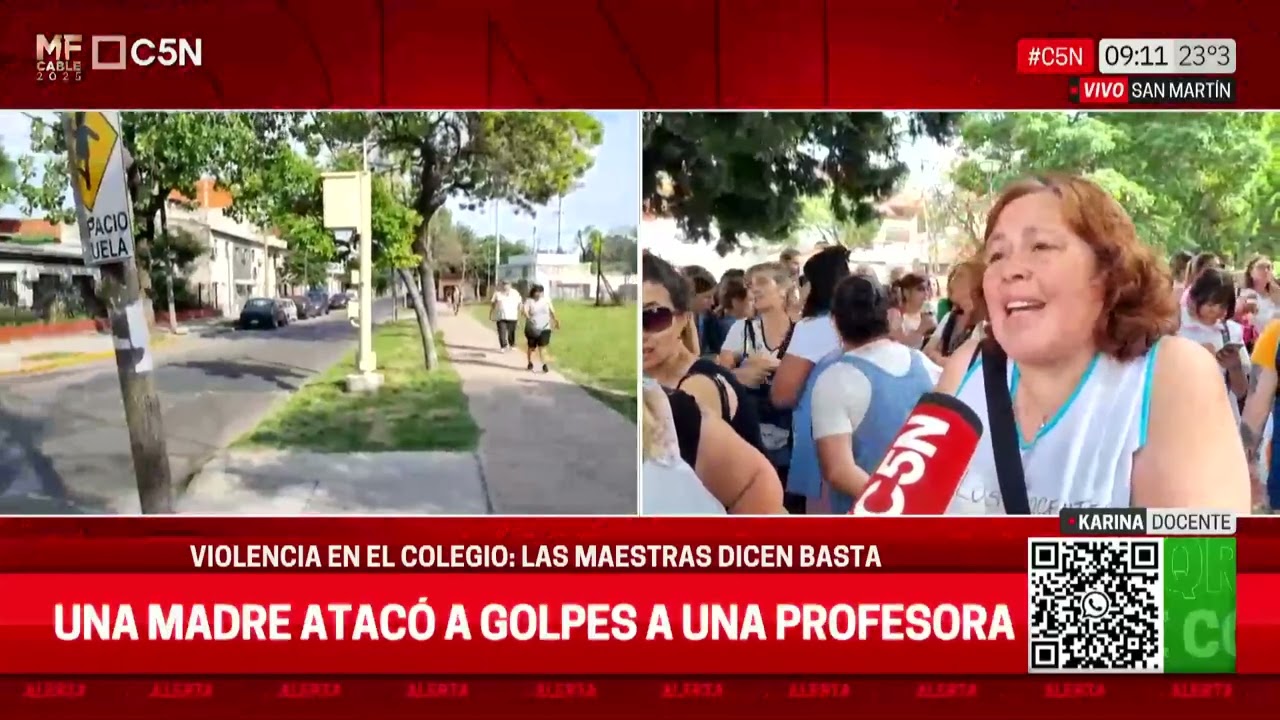 VIOLENCIA en la ESCUELA: PROTESTA en SAN MART&Iacute;N por una DOCENTE AGREDIDA