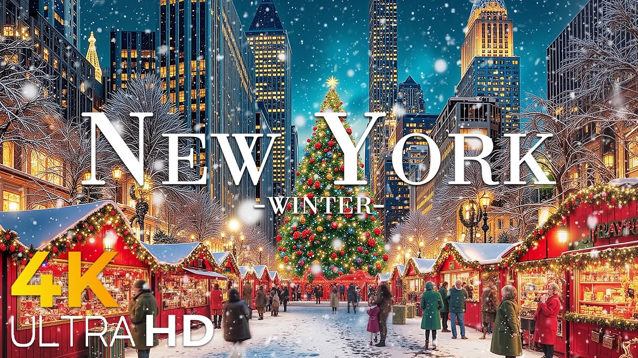 New York Christmas | The City That Never Sleeps, Glowing with Lights (4K Video Ultra HD)