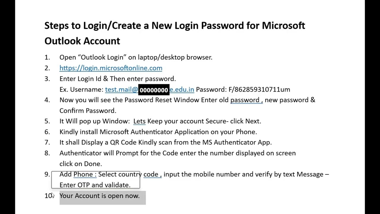 Outlook First-Time Login & MFA Setup Guide