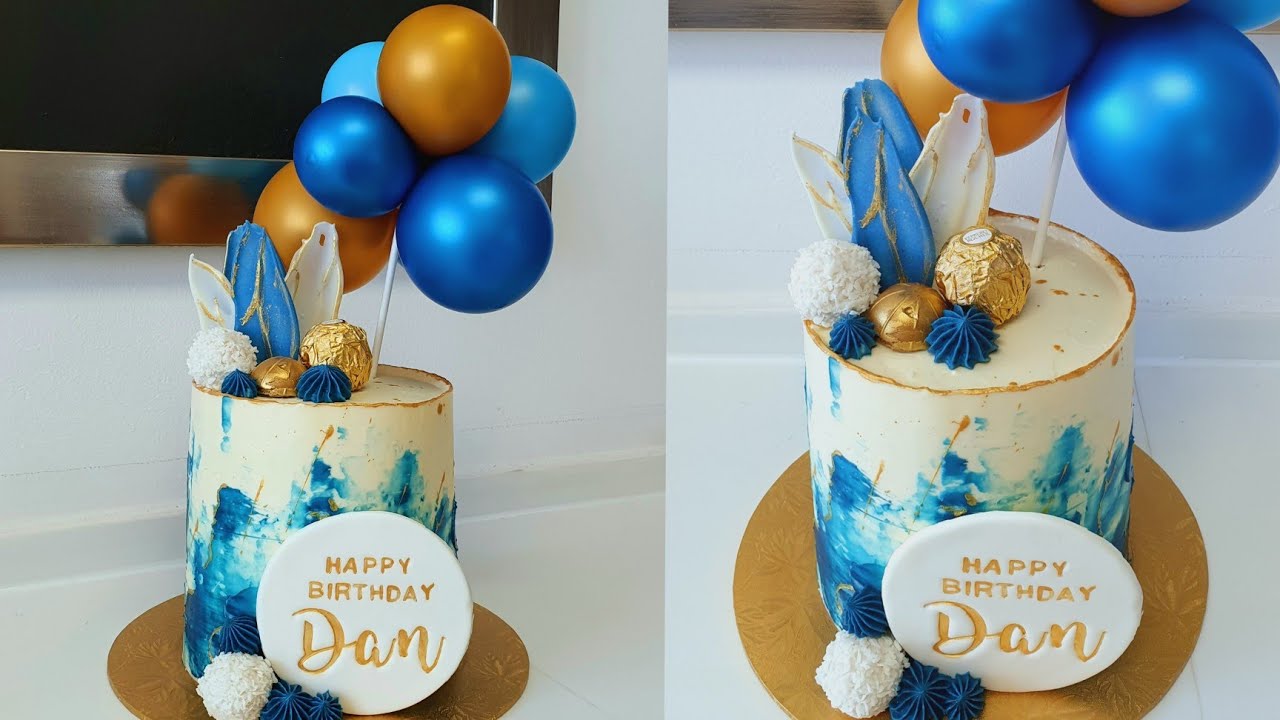 MARBLE BUTTERCREAM EFFECT/CAKE DECORATING TUTORIAL/ BIRTHDAY CAKE FOR MEN