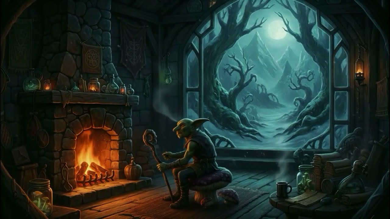 Cozy Fireplace in an Goblinhut for Relaxation | NO MUSIC