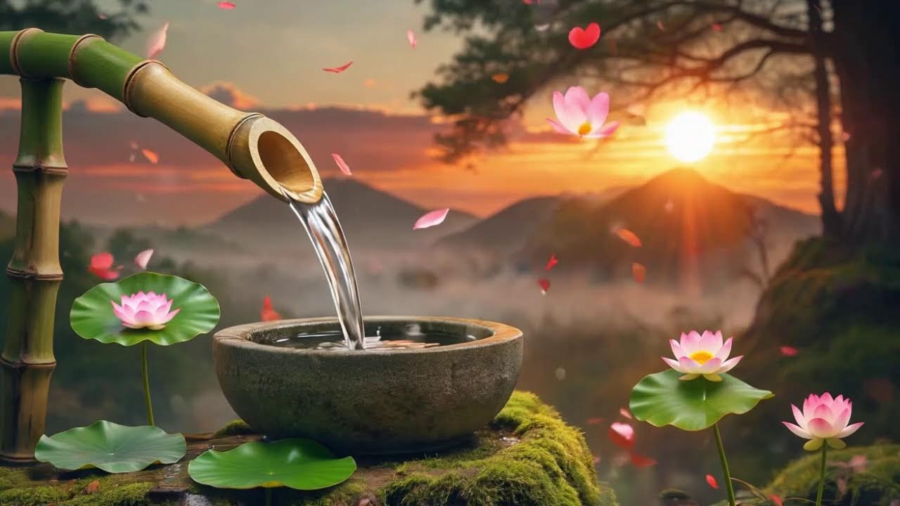 Relaxing Sleep Music with Bamboo Water Sound & Meditation, Sleep Music, Calming Music, Stress Relief