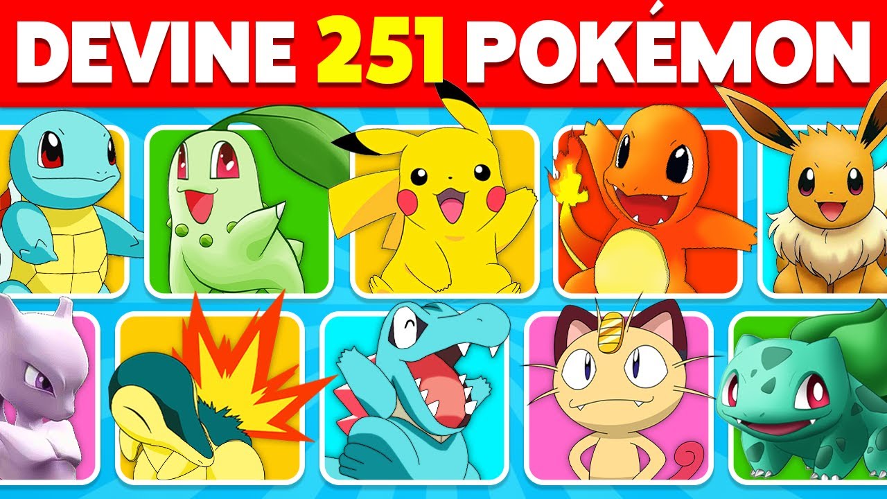 Devine le Pok&eacute;mon en 3 secondes ⚡🔥💧 251 Pok&eacute;mon (Gen1 + Gen2) | Quiz Pok&eacute;mon