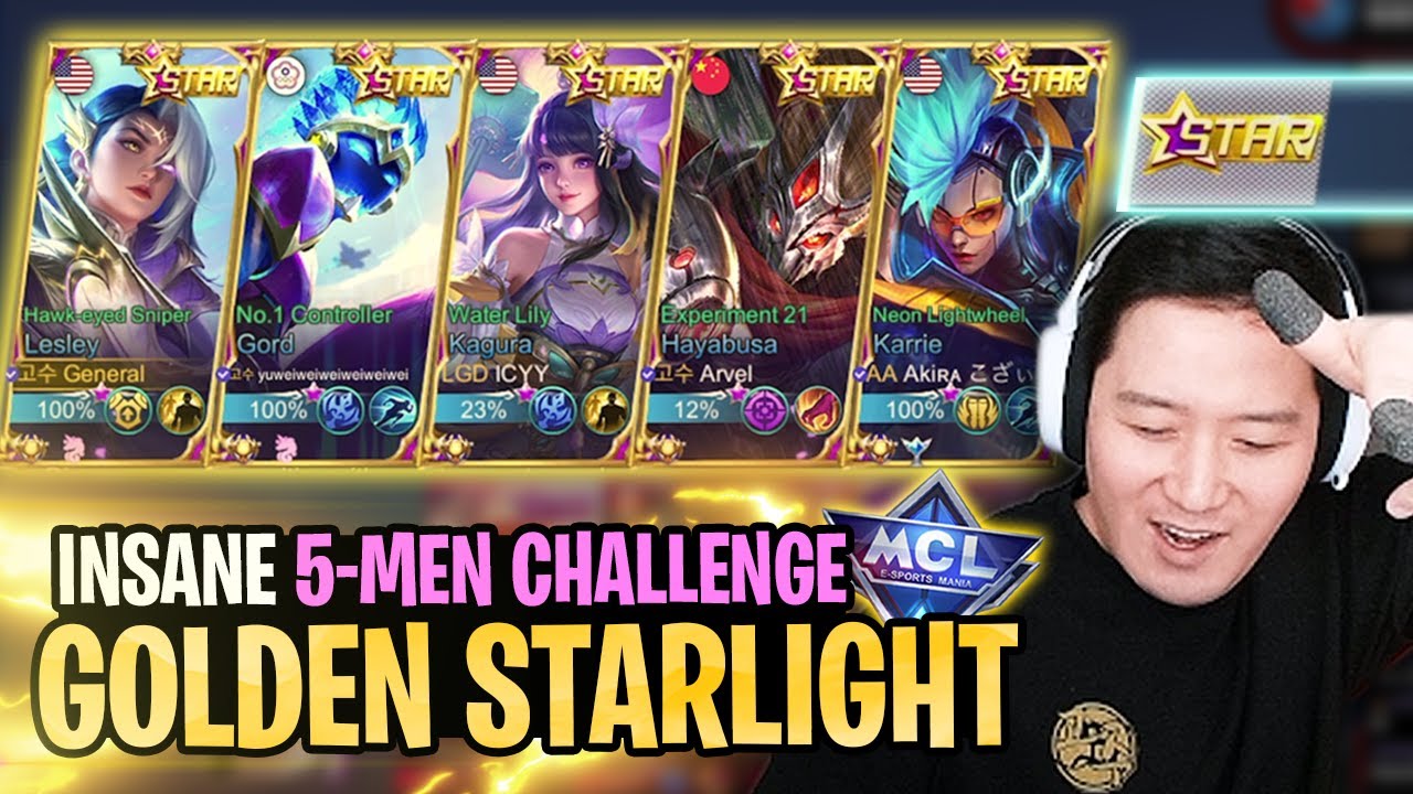 Annual Starlight skins team! Crazy 5men MCL Challenge!! | Mobile Legends